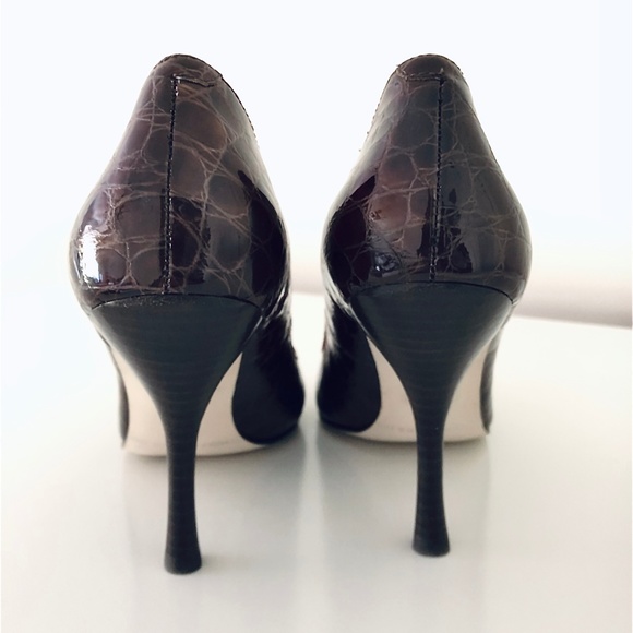 Enzo Angiolini Faux Croc Peep Toe Pumps 5 - Picture 4 of 5